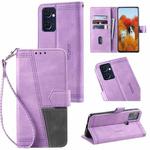 For OPPO Reno7 5G Splicing Leather Phone Case(Purple)
