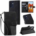 For OPPO Reno7 5G Splicing Leather Phone Case(Black)
