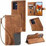 For OPPO Reno7 5G Splicing Leather Phone Case(Brown)