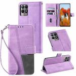 For OPPO Realme 8i Splicing Leather Phone Case(Purple)