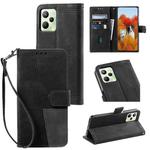 For OPPO Realme C35 Splicing Leather Phone Case(Black)
