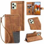For OPPO Realme C35 Splicing Leather Phone Case(Brown)