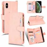 For iPhone X / XS Litchi Texture Zipper Leather Phone Case(Pink)
