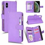 For iPhone X / XS Litchi Texture Zipper Leather Phone Case(Purple)