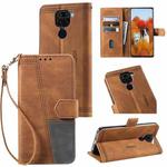 For Xiaomi Redmi Note 9 Splicing Leather Phone Case(Brown)