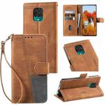 For Xiaomi Redmi Note 9 Pro Splicing Leather Phone Case(Brown)