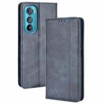 For Motorola Edge 30 Magnetic Buckle Retro Texture Leather Phone Case(Blue)