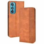 For Motorola Edge 30 Magnetic Buckle Retro Texture Leather Phone Case(Brown)