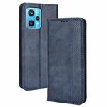 For OPPO Realme 9 4G / 9 Pro+ Magnetic Buckle Retro Texture Leather Phone Case(Blue)