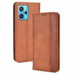 For OPPO Realme 9 4G / 9 Pro+ Magnetic Buckle Retro Texture Leather Phone Case(Brown)