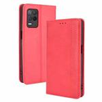 For OPPO Realme 9 5G India / V13 5G / 8 5G Magnetic Buckle Retro Texture Leather Phone Case(Red)