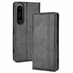 For Sony Xperia 1 IV Magnetic Buckle Retro Texture Leather Phone Case(Black)