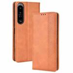 For Sony Xperia 1 IV Magnetic Buckle Retro Texture Leather Phone Case(Brown)