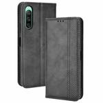 For Sony Xperia 10 IV Magnetic Buckle Retro Texture Leather Phone Case(Black)
