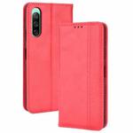 For Sony Xperia 10 IV Magnetic Buckle Retro Texture Leather Phone Case(Red)