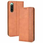 For Sony Xperia 10 IV Magnetic Buckle Retro Texture Leather Phone Case(Brown)