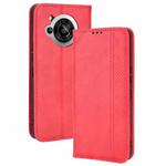 For Sharp Aquos R7 Magnetic Buckle Retro Texture Leather Phone Case(Red)