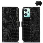 For OnePlus Nord CE 2 Lite 5G Crocodile Top Layer Cowhide Leather Phone Case(Black)