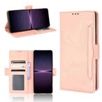 For Sony Xperia 1 IV Skin Feel Calf Texture Card Slots Leather Phone Case(Pink)