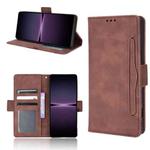For Sony Xperia 1 IV Skin Feel Calf Texture Card Slots Leather Phone Case(Brown)