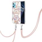 For OPPO Realme 9 Pro 5G Splicing Marble Flower Pattern TPU Phone Case with Lanyard(Imperial Crown)