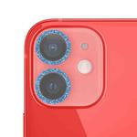 For iPhone 12 mini  / 11  Glitter Ring Tempered Glass Camera Lens Film(Blue)