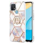For OPPO A15 / A15s Splicing Marble Flower Pattern TPU Ring Holder Case(Imperial Crown)