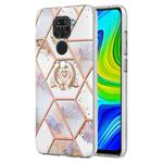 For Xiaomi Redmi Note 9 / 10X 4G Splicing Marble Flower Pattern TPU Ring Holder Case(Imperial Crown)
