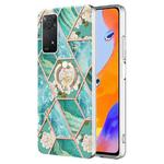 For Xiaomi Redmi Note 11 Pro 5G / 4G Foreign Splicing Marble Flower Pattern TPU Ring Holder Case(Blue Flower)