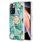 For Xiaomi Redmi Note 11 Pro / Note 11 Pro+ Splicing Marble Flower Pattern TPU Ring Holder Case(Blue Flower)