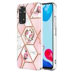 For Xiaomi Redmi Note 11s / Note 11 4G Foreign Splicing Marble Flower Pattern TPU Ring Holder Case(Pink Flower)