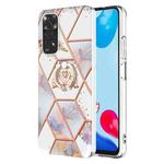 For Xiaomi Redmi Note 11s / Note 11 4G Foreign Splicing Marble Flower Pattern TPU Ring Holder Case(Imperial Crown)