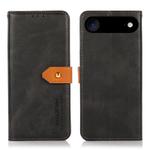 For iPhone 14 KHAZNEH Dual-color Cowhide Texture Flip Leather Phone Case(Black)