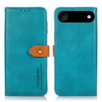 For iPhone 14 KHAZNEH Dual-color Cowhide Texture Flip Leather Phone Case(Blue)