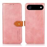 For iPhone 14 KHAZNEH Dual-color Cowhide Texture Flip Leather Phone Case(Rose Gold)