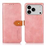 For iPhone 14 Pro Max KHAZNEH Dual-color Cowhide Texture Flip Leather Phone Case(Rose Gold)