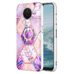 For Nokia G20 / G10 Splicing Marble Pattern Dual-side IMD TPU Ring Holder Case(Light Purple)