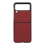 For Samsung Galaxy Z Flip3 5G Carbon Fiber Texture PU Leather Phone Case(Red)
