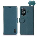 For vivo S15e KHAZNEH Litchi Genuine Leather Phone Case(Green)