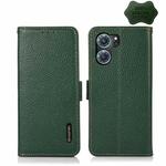 For OPPO K10 5G KHAZNEH Side-Magnetic Litchi Genuine Leather RFID Phone Case(Green)