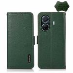 For vivo S15e KHAZNEH Side-Magnetic Litchi Genuine Leather RFID Phone Case(Green)