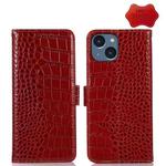 For iPhone 14 Plus Crocodile Top Layer Cowhide Leather Phone Case  (Red)