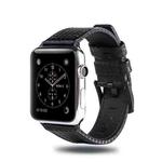 Carbon Fiber Genuine Leather Watch Band For Apple Watch Series 8&7 41mm / SE 2&6&SE&5&4 40mm / 3&2&1 38mm(Black)