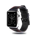 Carbon Fiber Genuine Leather Watch Band For Apple Watch Series 8&7 45mm / SE 2&6&SE&5&4 44mm / 3&2&1 42mm(Red)