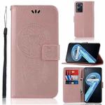 For OPPO Realme 9i Wind Chime Owl Embossing Pattern Horizontal Flip Leather Phone Case(Rose Gold)