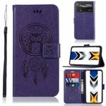 For Xiaomi Poco X4 Pro 5G Wind Chime Owl Embossing Pattern Horizontal Flip Leather Phone Case(Purple)