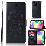 For Xiaomi Redmi 10A Wind Chime Owl Embossing Pattern Horizontal Flip Leather Phone Case(Black)