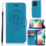 For Xiaomi Redmi 10A Wind Chime Owl Embossing Pattern Horizontal Flip Leather Phone Case(Blue)