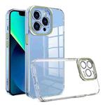 For iPhone 13 TPU + Acrylic Transparent Phone Case with Lens Film(Matcha Green)