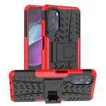 For Motorola Moto G 5G 2022 Tire Texture TPU + PC Phone Case with Holder(Red)